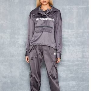 Mistress Rocks Raid Gray Oversized Pull On Jacket